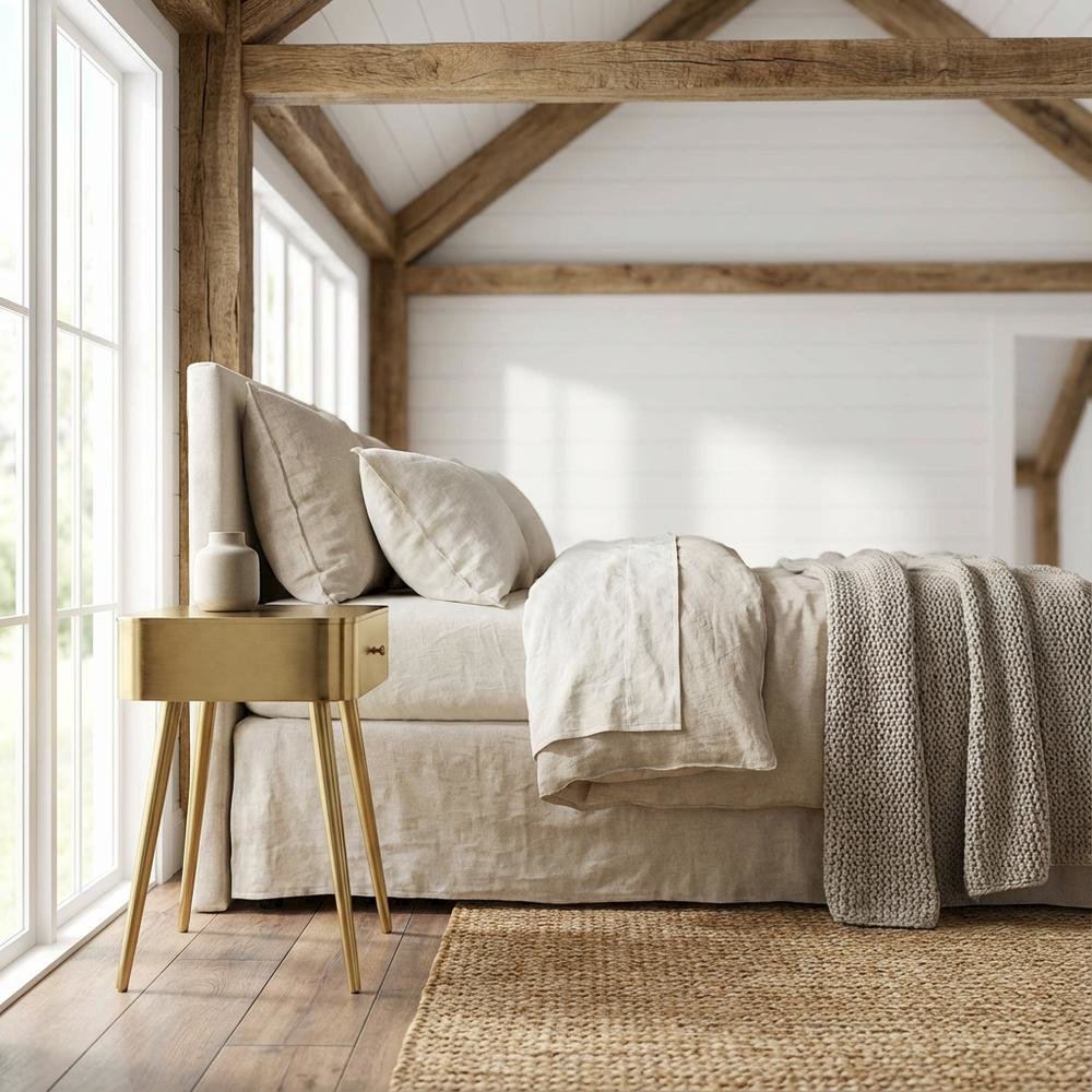 Brushed Gold Nightstand with Contemporary Style and Elegant Finish