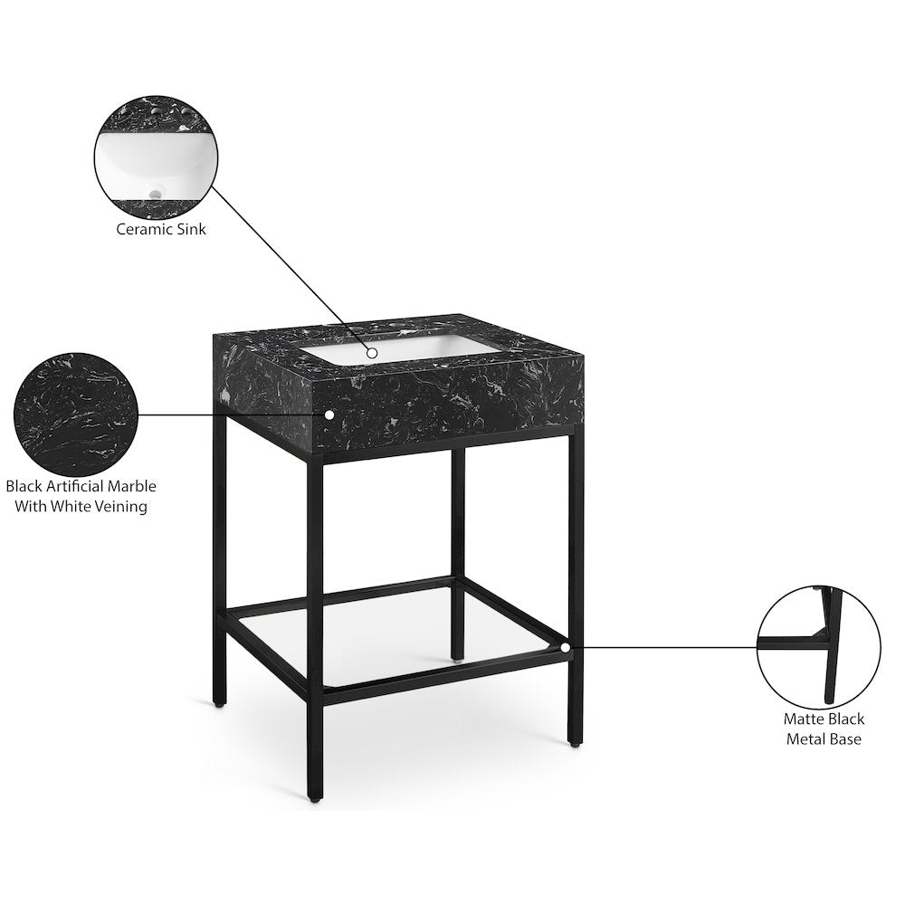 Marmo Black Engineered Marble Bathroom Vanity