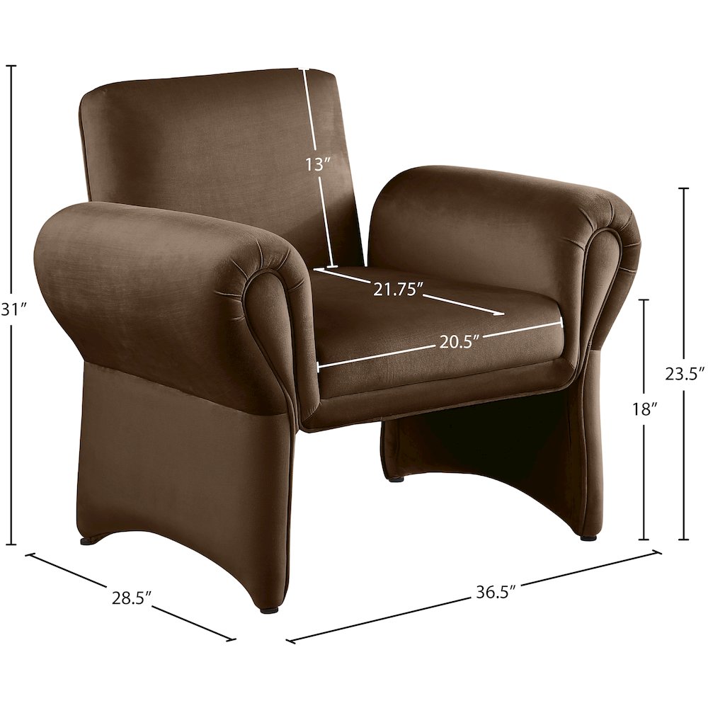 Fleurette Brown Velvet Accent Chair