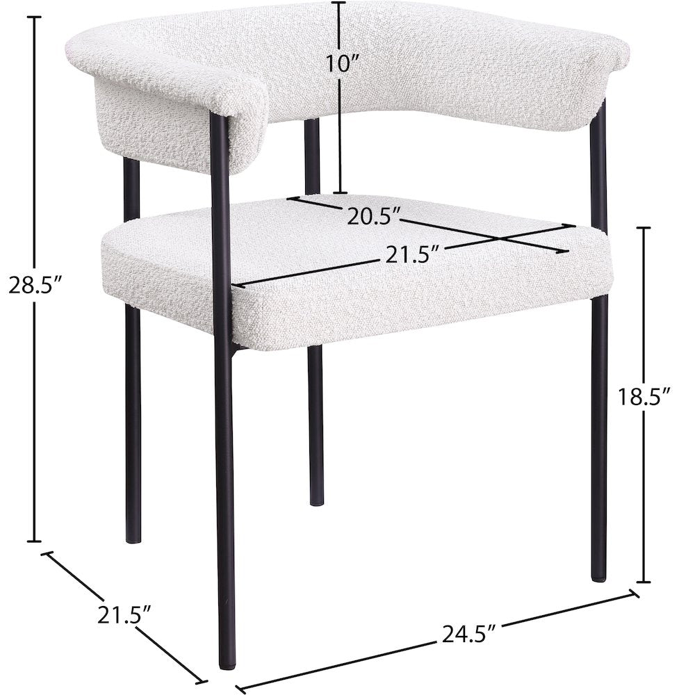 Malin Cream Boucle Fabric Dining Chair, Set of 2