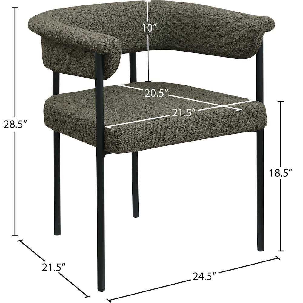 Malin Olive Boucle Fabric Dining Chair, Set of 2