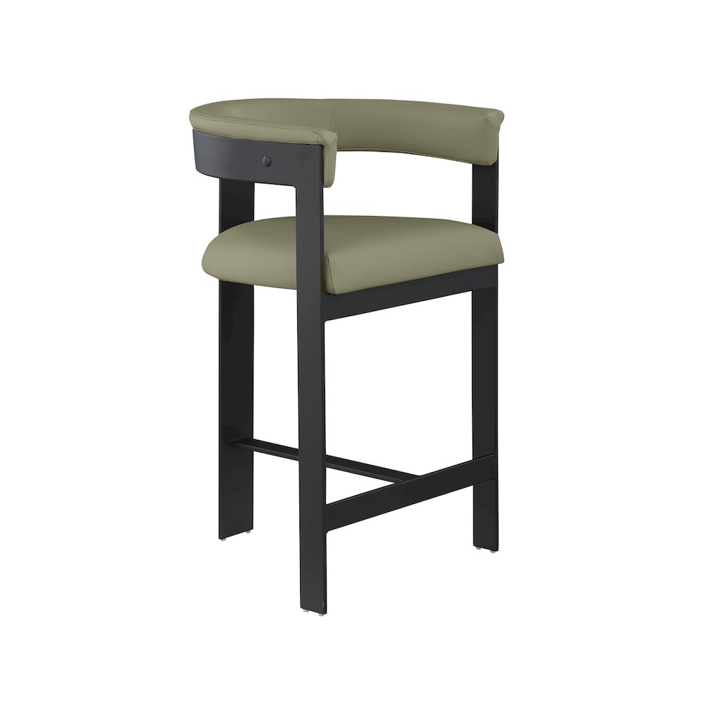 Romeo Olive Green Vegan Leather Counter Stool, Set of 2