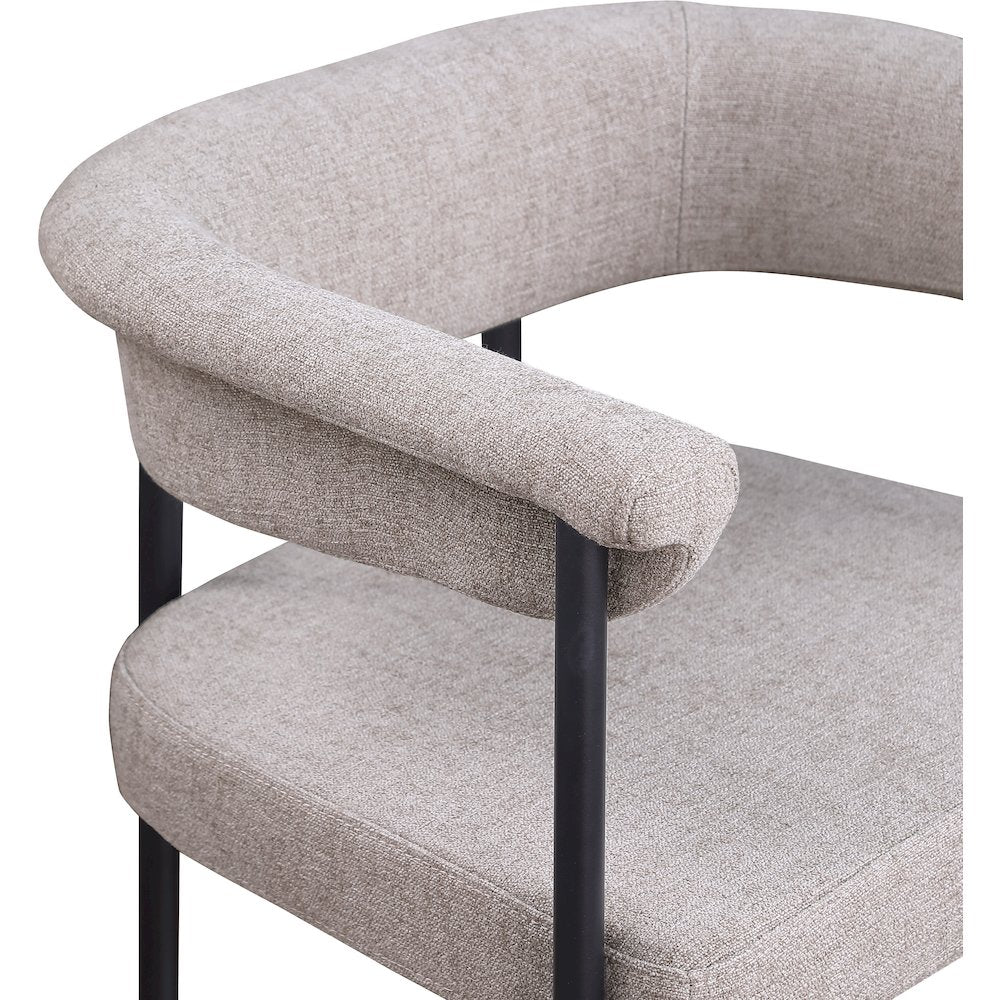Malin Taupe Linen Textured Fabric Counter Stool, Set of 2