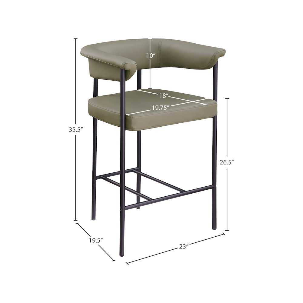 Malin Olive Vegan Leather Counter Stool, Set of 2