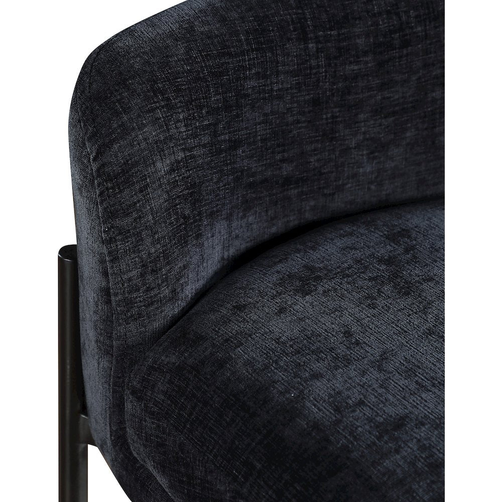 Counter Height Bar Stools with Back, Set of 2, Black Chenille Fabric