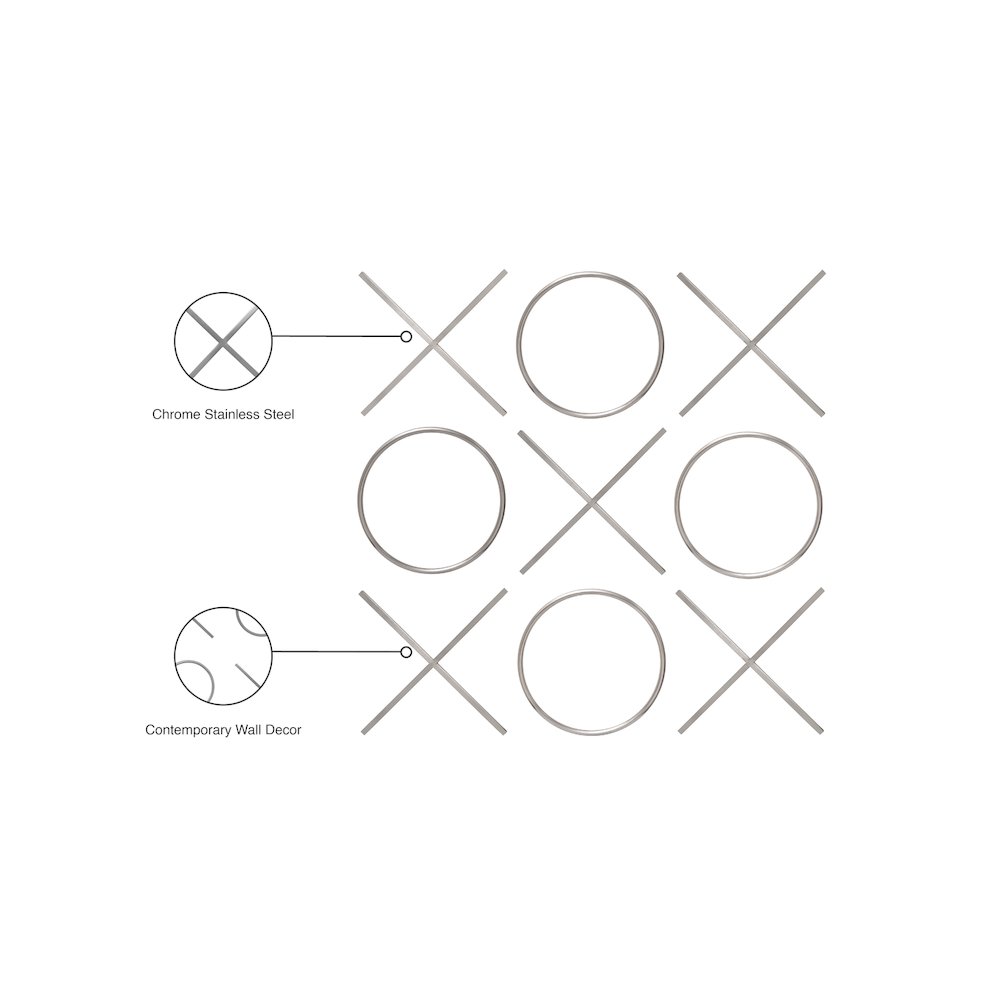XOXO Chrome Stainless Steel Wall Decor
