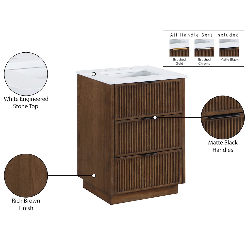 Willard 24" Brown Engineered Stone And Solid Wood Bathroom Vanity