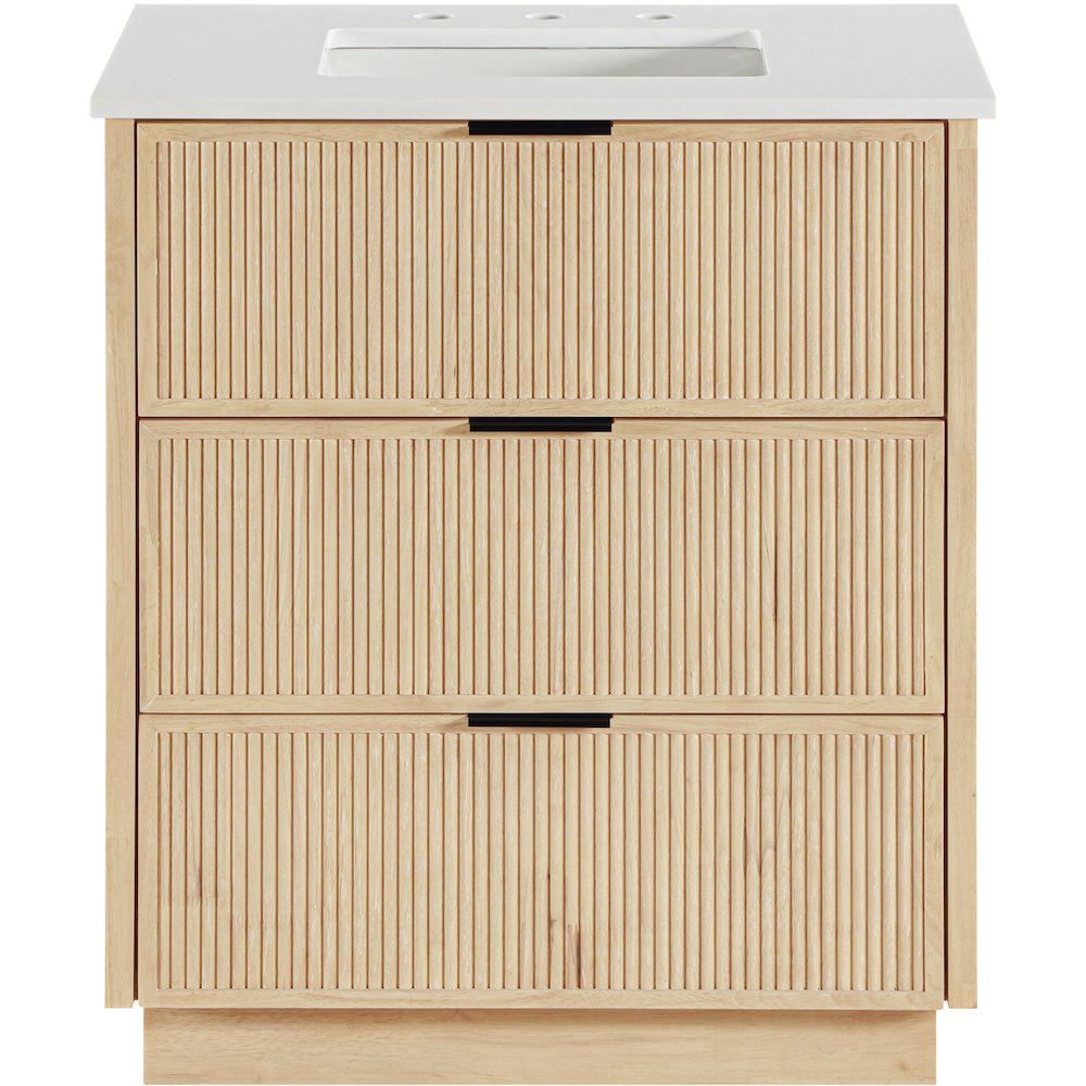 Willard 30" Natural Engineered Stone And Solid Wood Bathroom Vanity