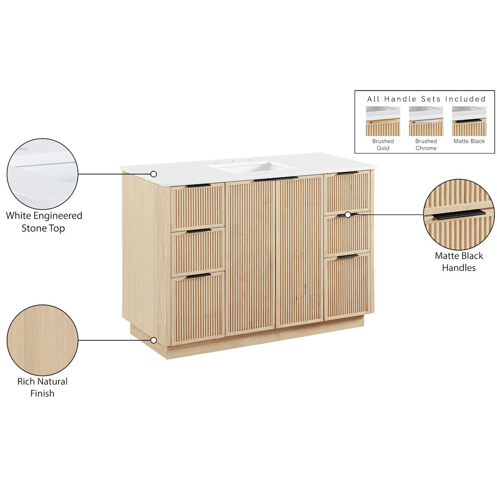 Willard 48" Natural Engineered Stone And Solid Wood Bathroom Vanity