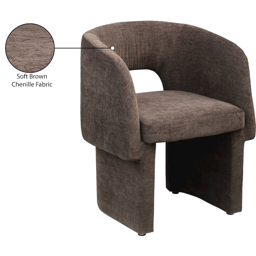 Emmet Brown Chenille Fabric Dining Chair / Accent Chair