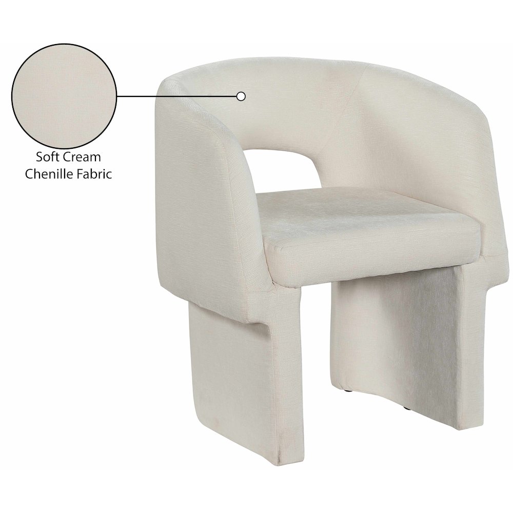 Emmet Cream Chenille Fabric Dining Chair / Accent Chair