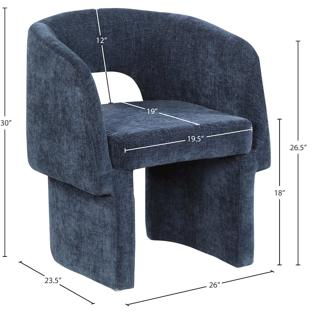 Emmet Navy Chenille Fabric Dining Chair / Accent Chair