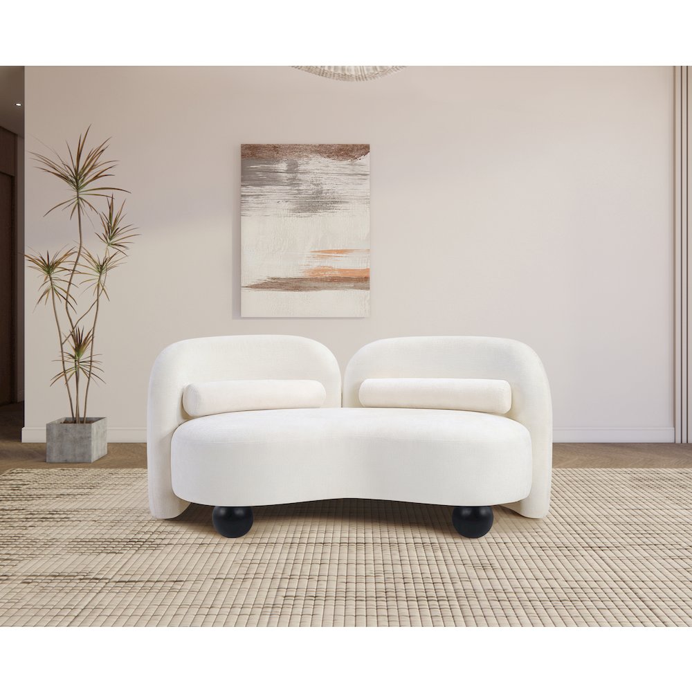 Daphne Cream Chenille Fabric Loveseat