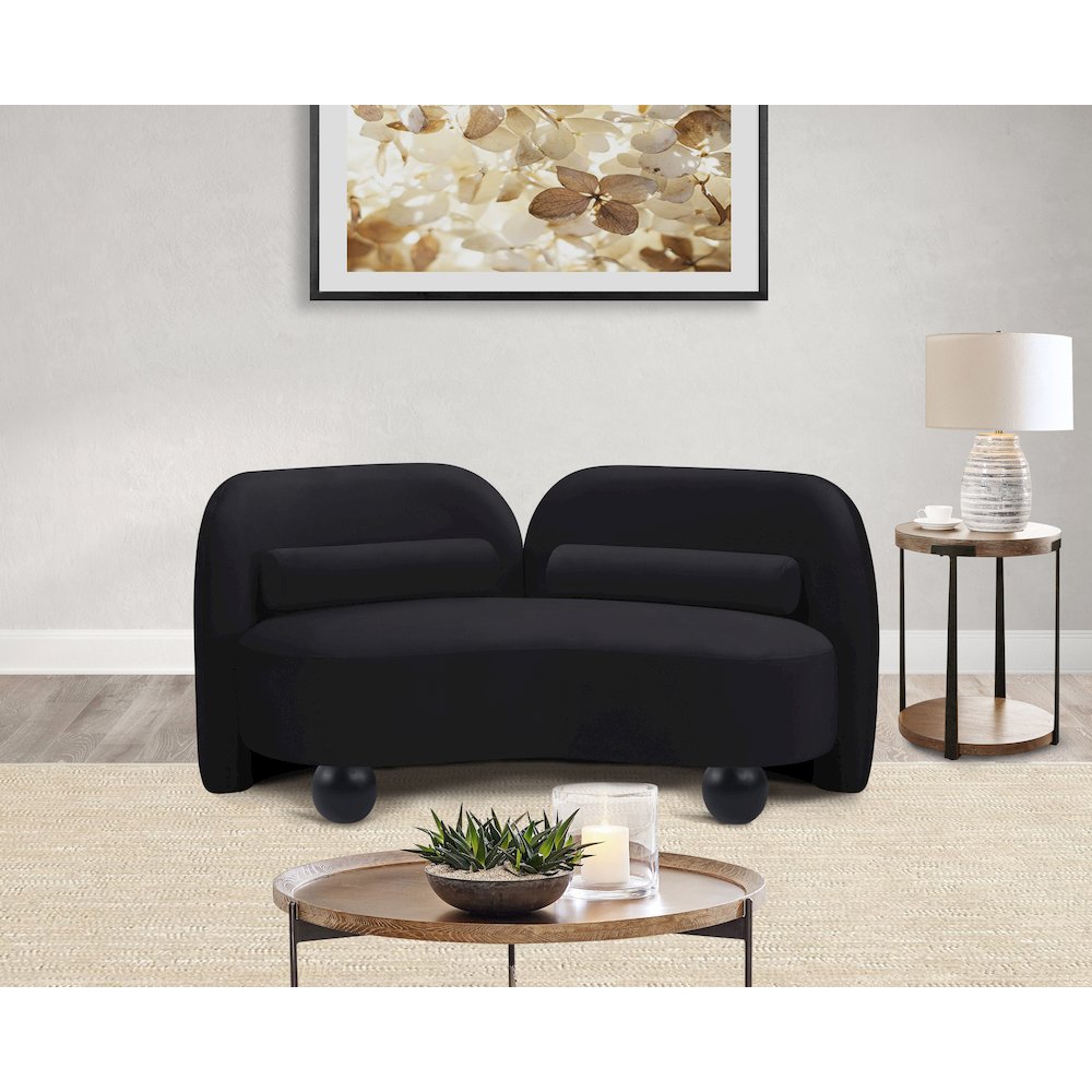 Daphne Black Velvet Loveseat