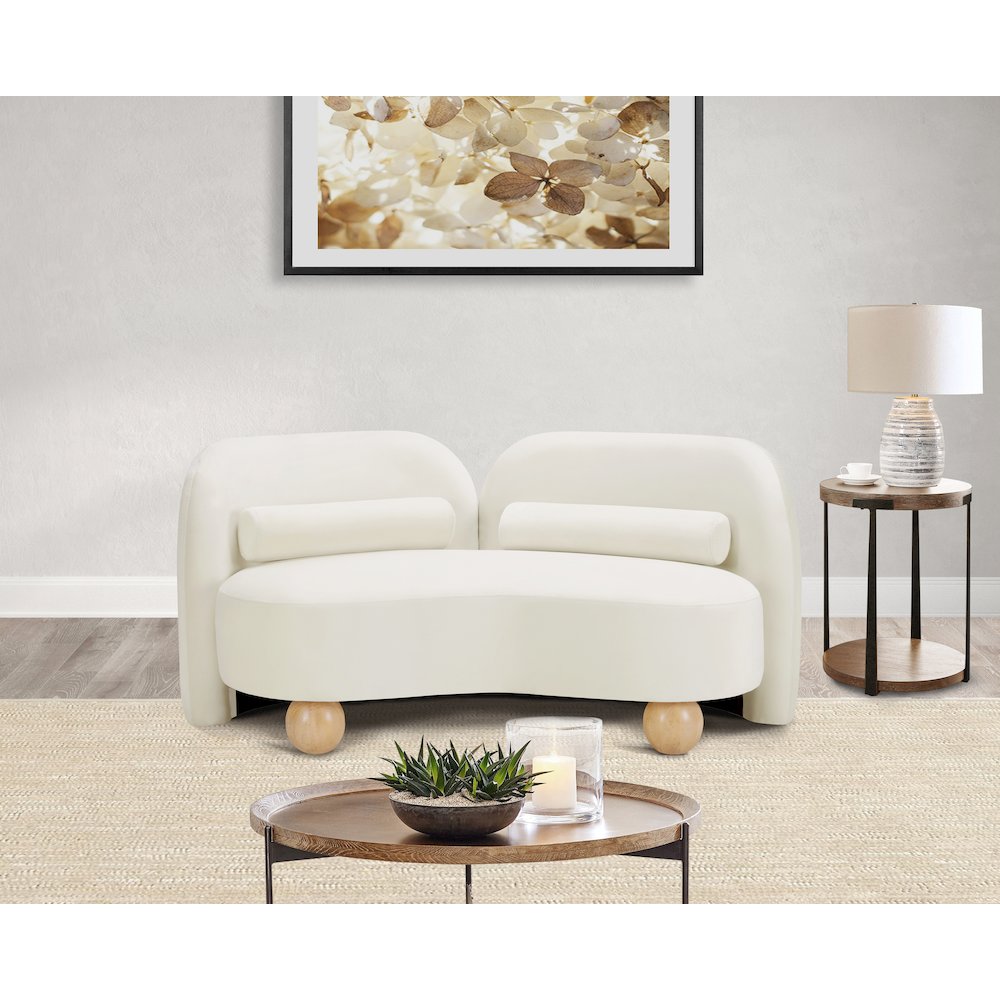 Daphne Cream Velvet Loveseat