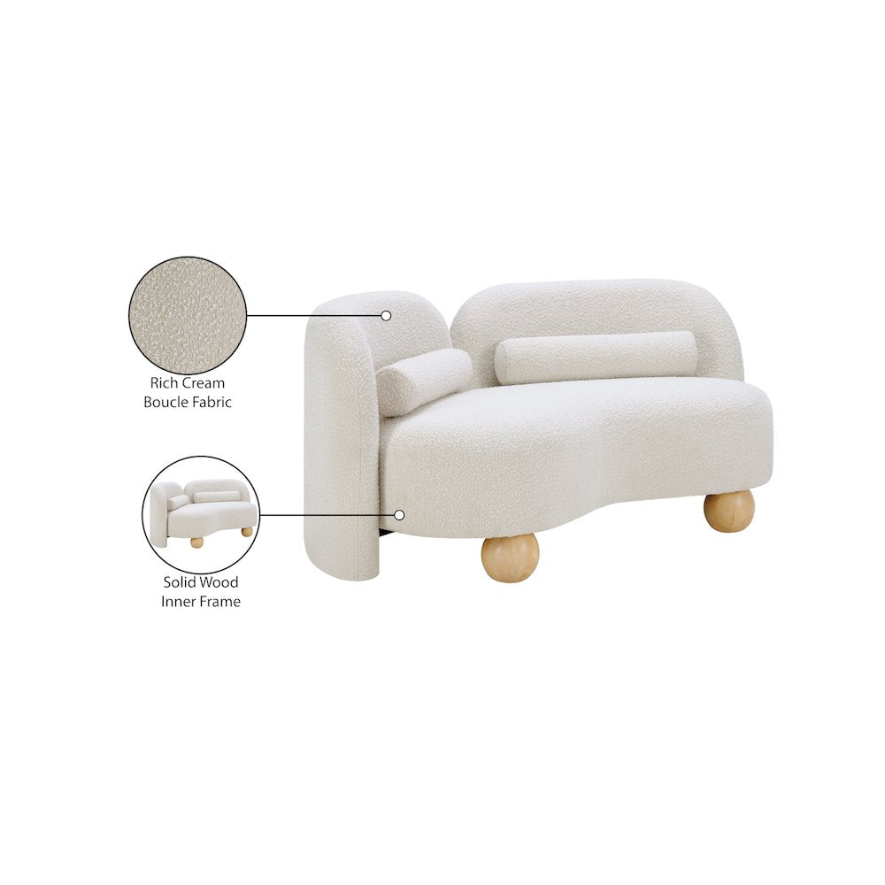 Daphne Cream Boucle Fabric Loveseat