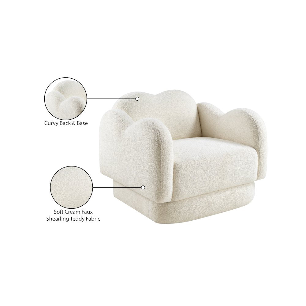 Bloom Cream Teddy Fabric Chair