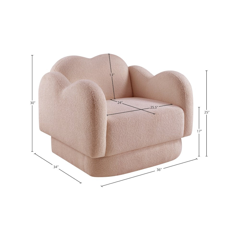 Bloom Pink Teddy Fabric Chair