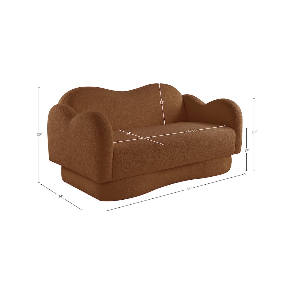 Bloom Saddle Teddy Fabric Loveseat