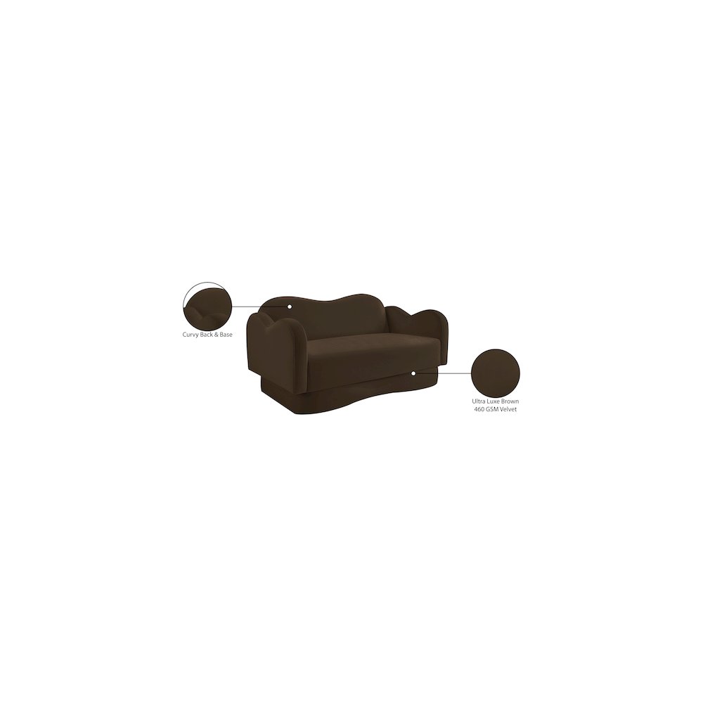 Bloom Brown Velvet Loveseat