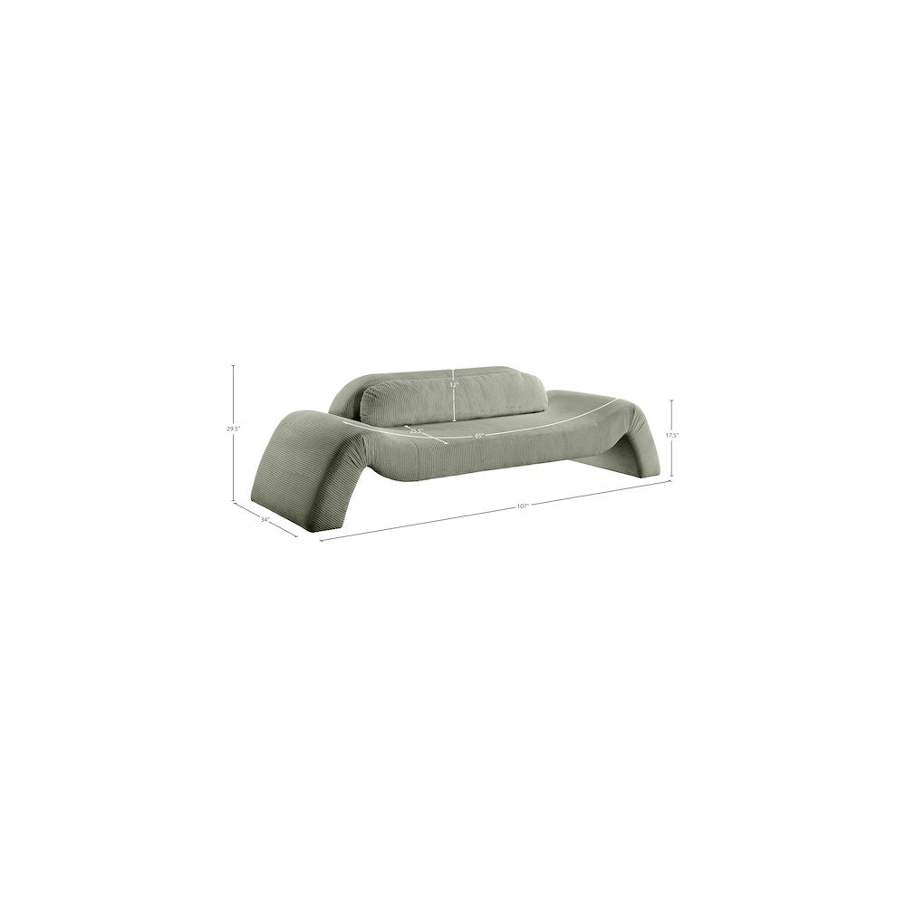 Austin Green Corduroy Fabric Sofa