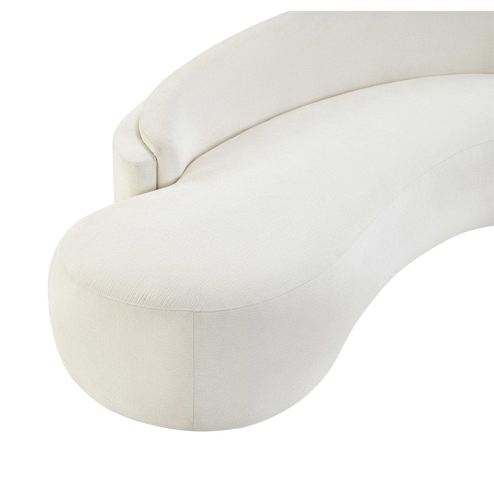 Caspian 101" Cream Chenille Fabric Upholstered Sofa