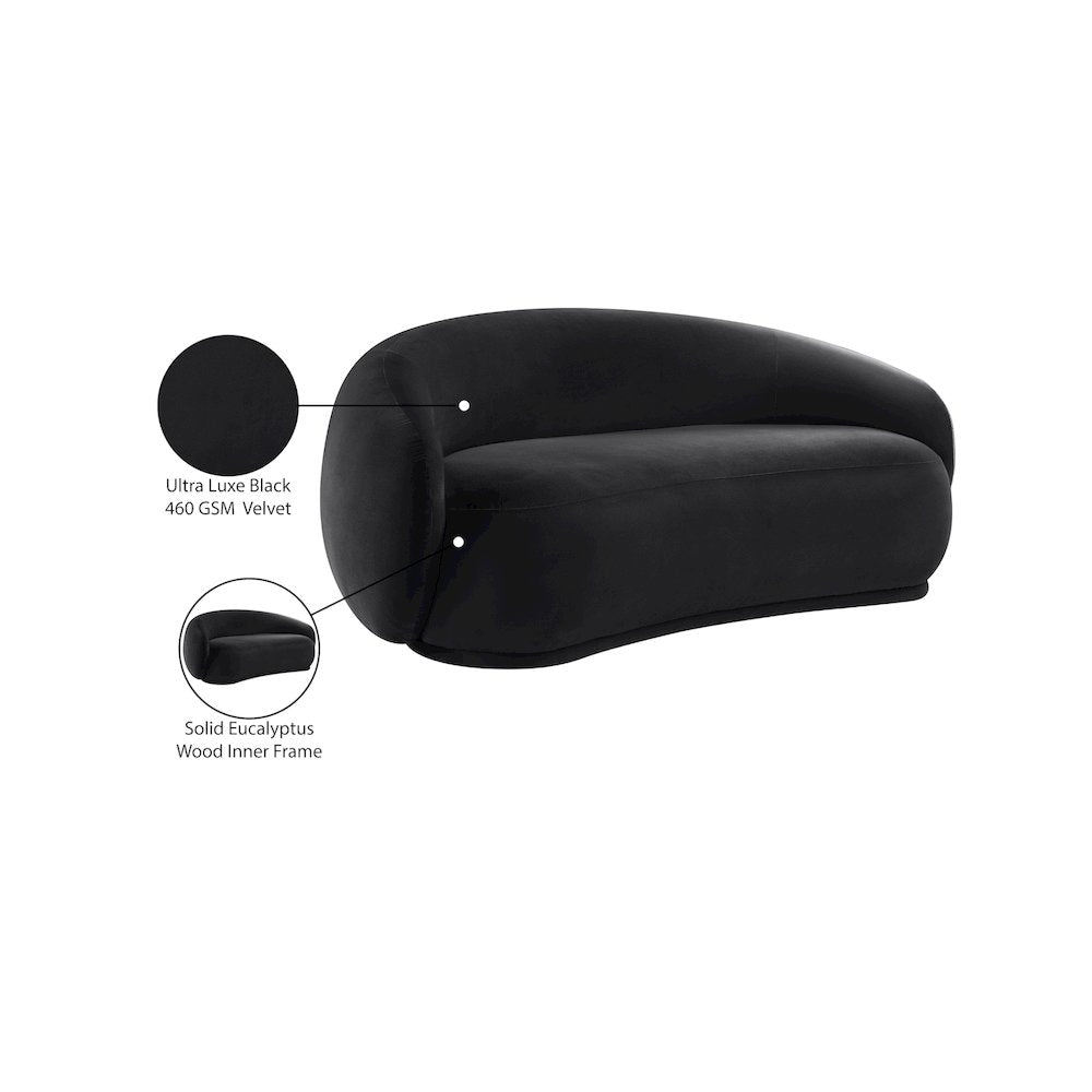 Emery Black Velvet Loveseat