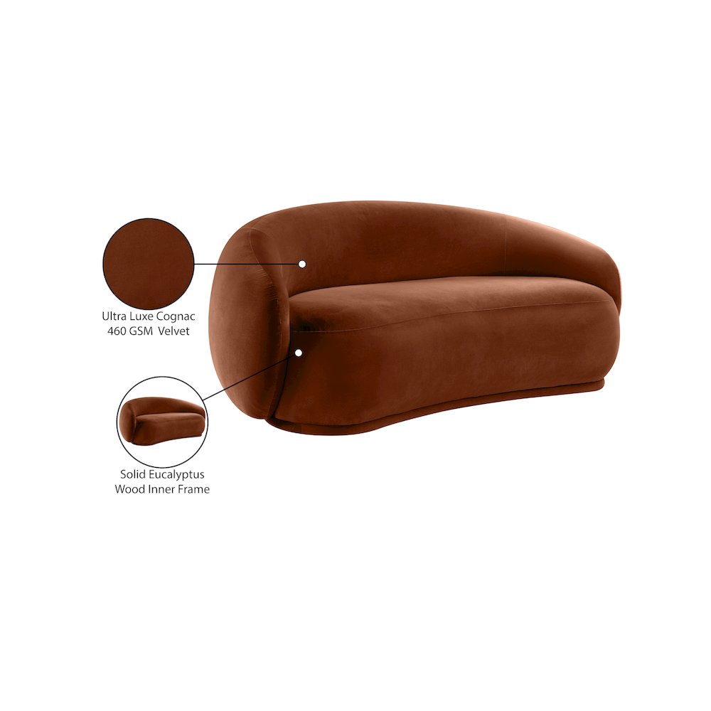 Emery Cognac Velvet Loveseat