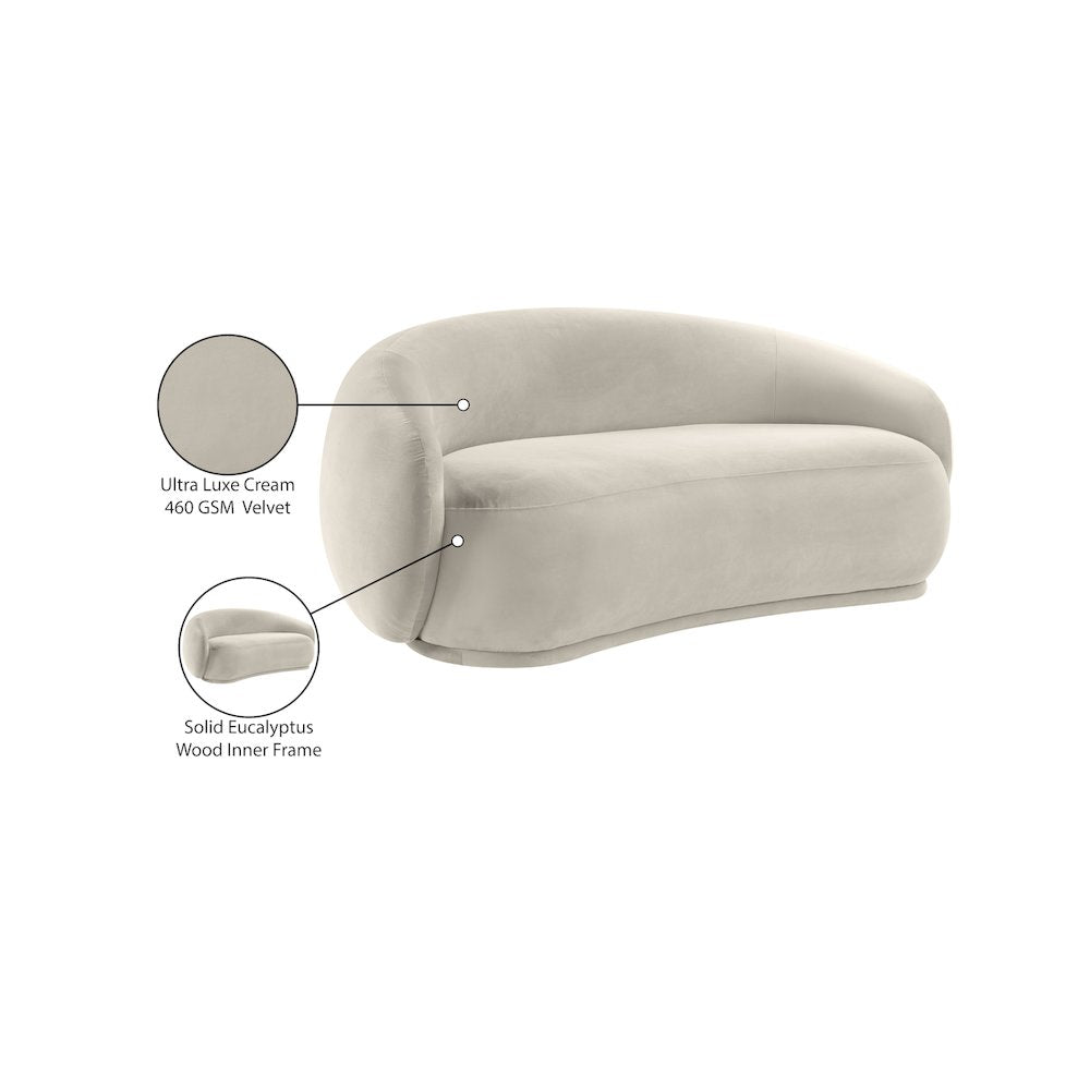Emery Cream Velvet Loveseat