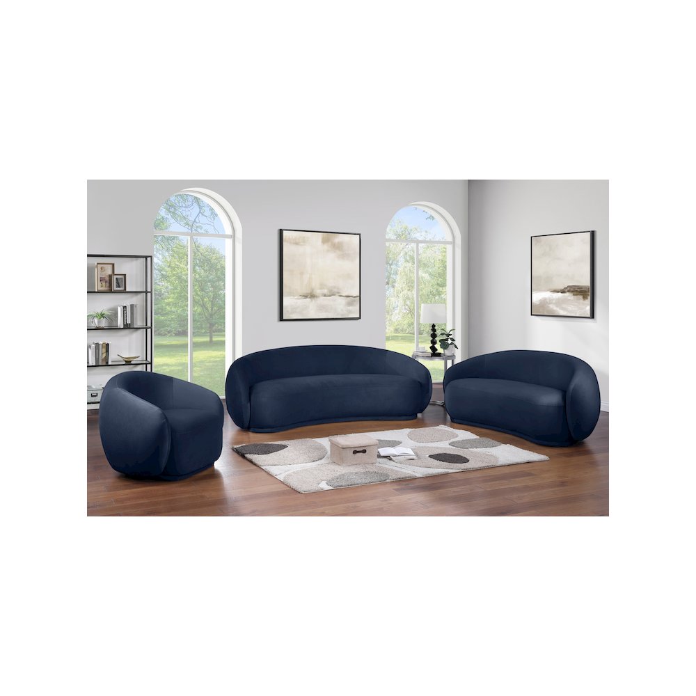 Emery 93" Navy Velvet Upholstered Sofa