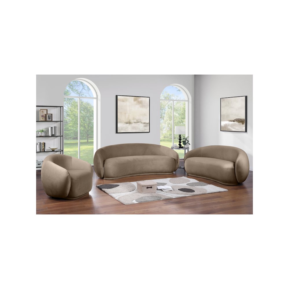 Emery Taupe Velvet Loveseat