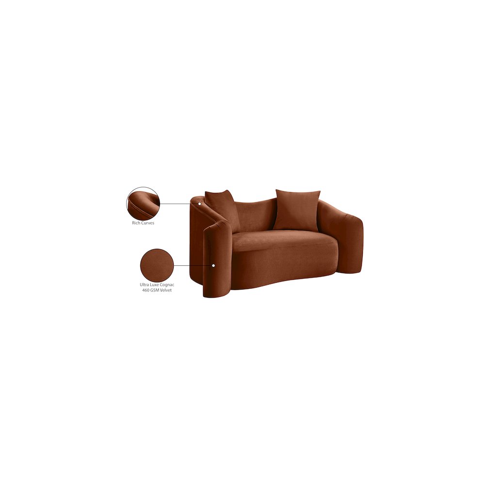 Destin Cognac Velvet Loveseat