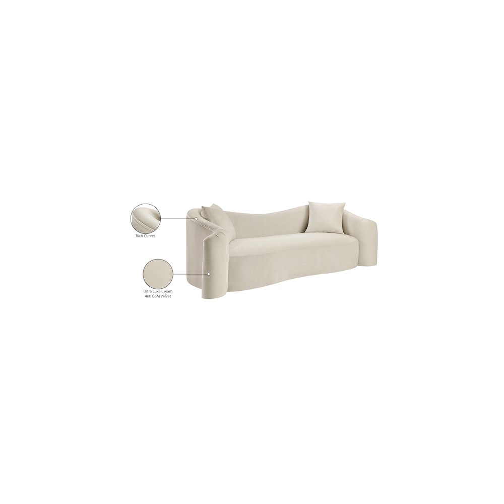 Destin Cream Velvet Sofa