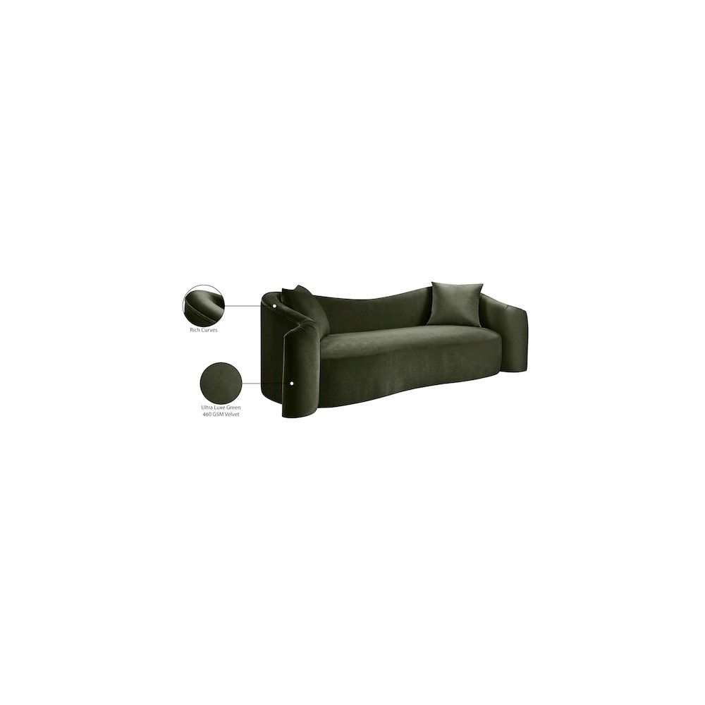Destin Green Velvet Sofa