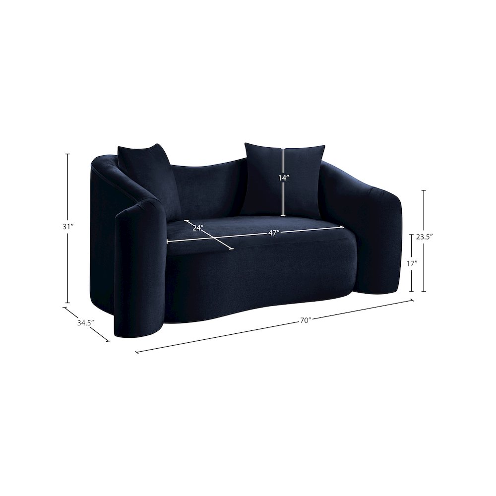 Destin Navy Velvet Loveseat