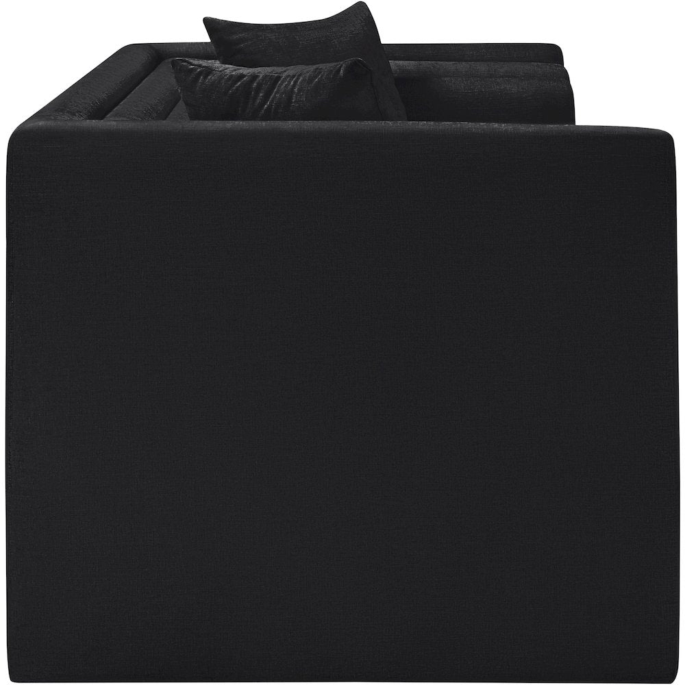 Everett Black Chenille Fabric Loveseat