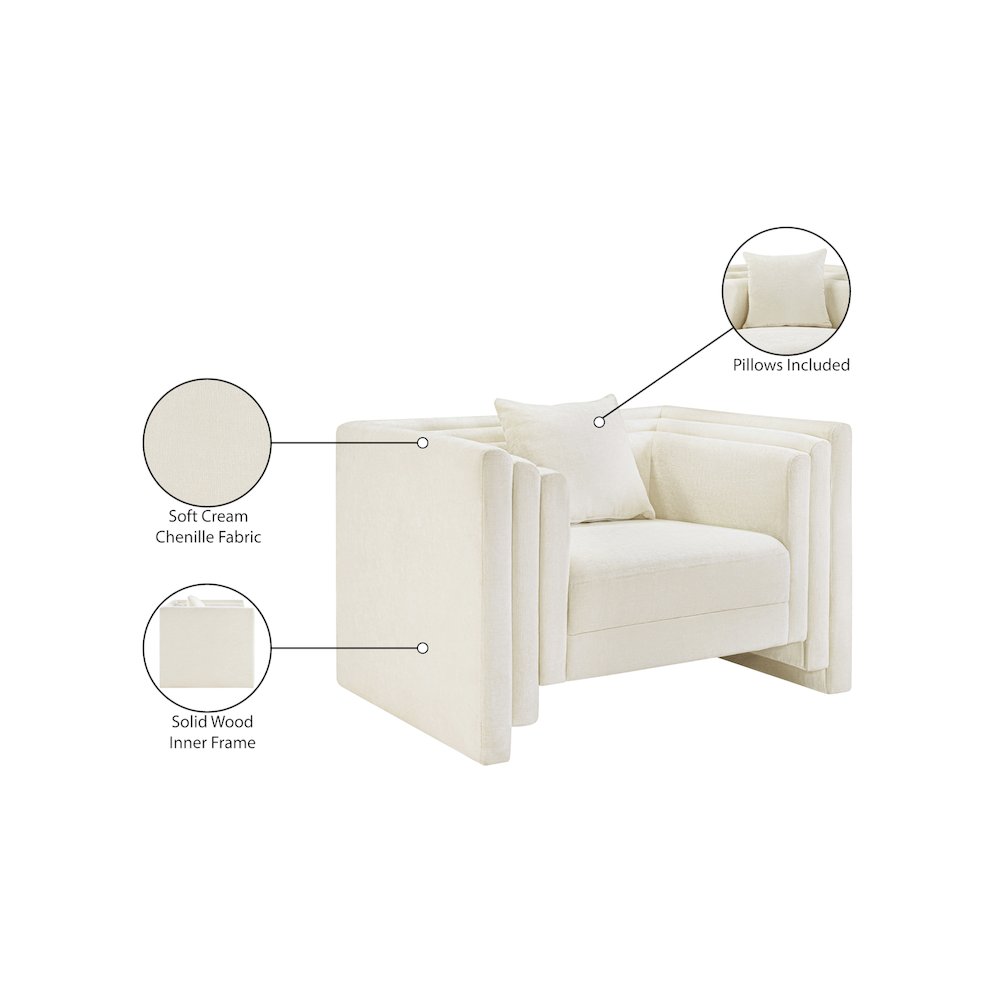 Everett Cream Chenille Fabric Chair