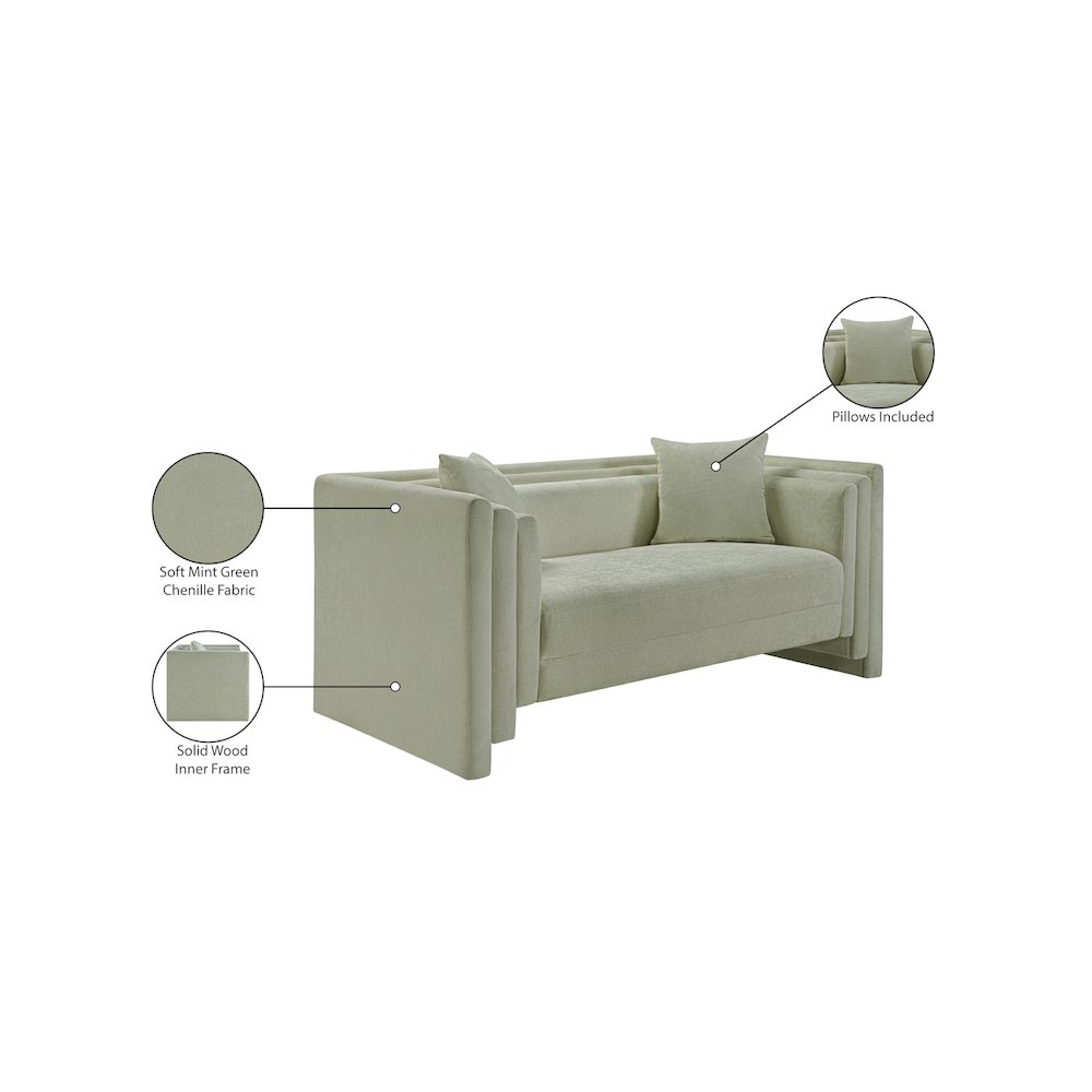 Everett Mint Chenille Fabric Loveseat
