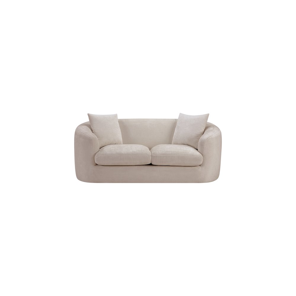 Penelope Beige Chenille Fabric Loveseat