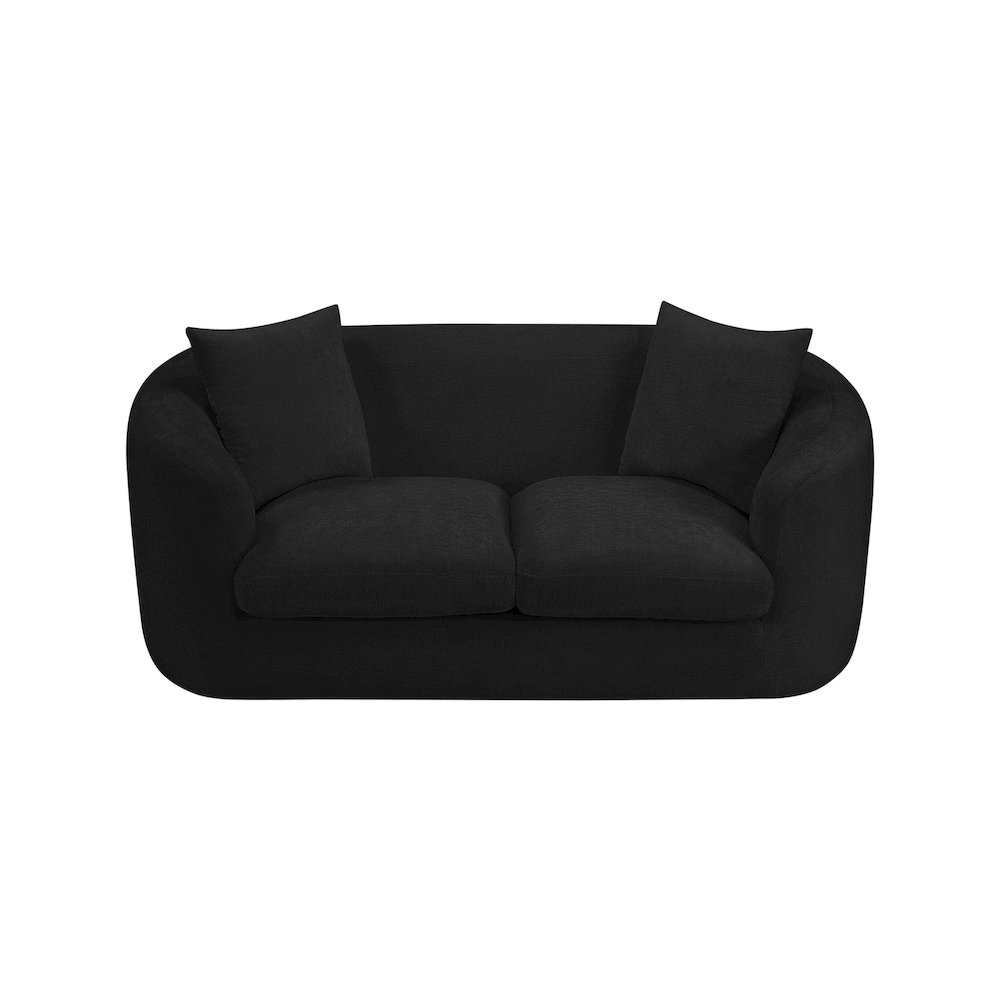 Penelope Black Chenille Fabric Loveseat