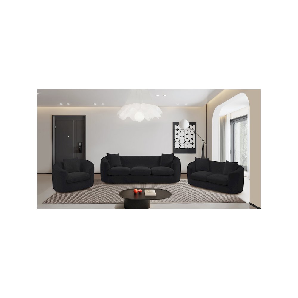 Penelope Black Chenille Fabric Sofa
