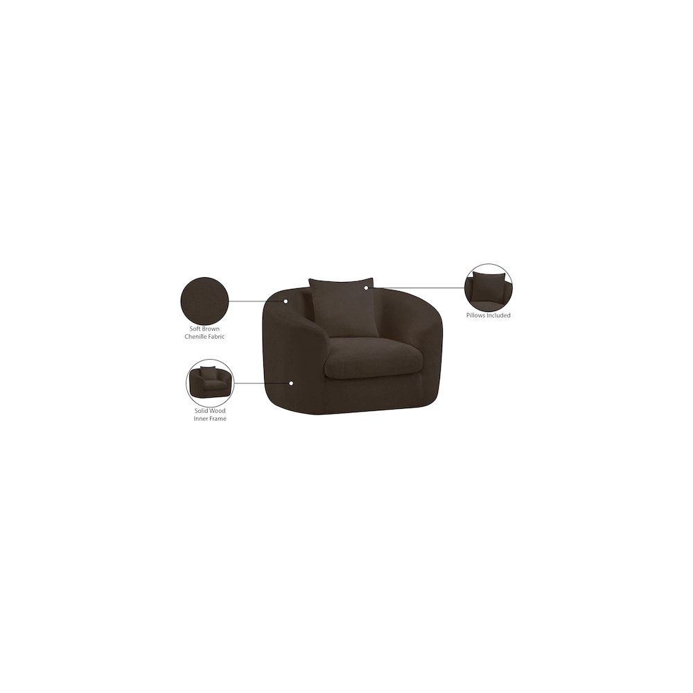 Penelope Brown Chenille Fabric Chair