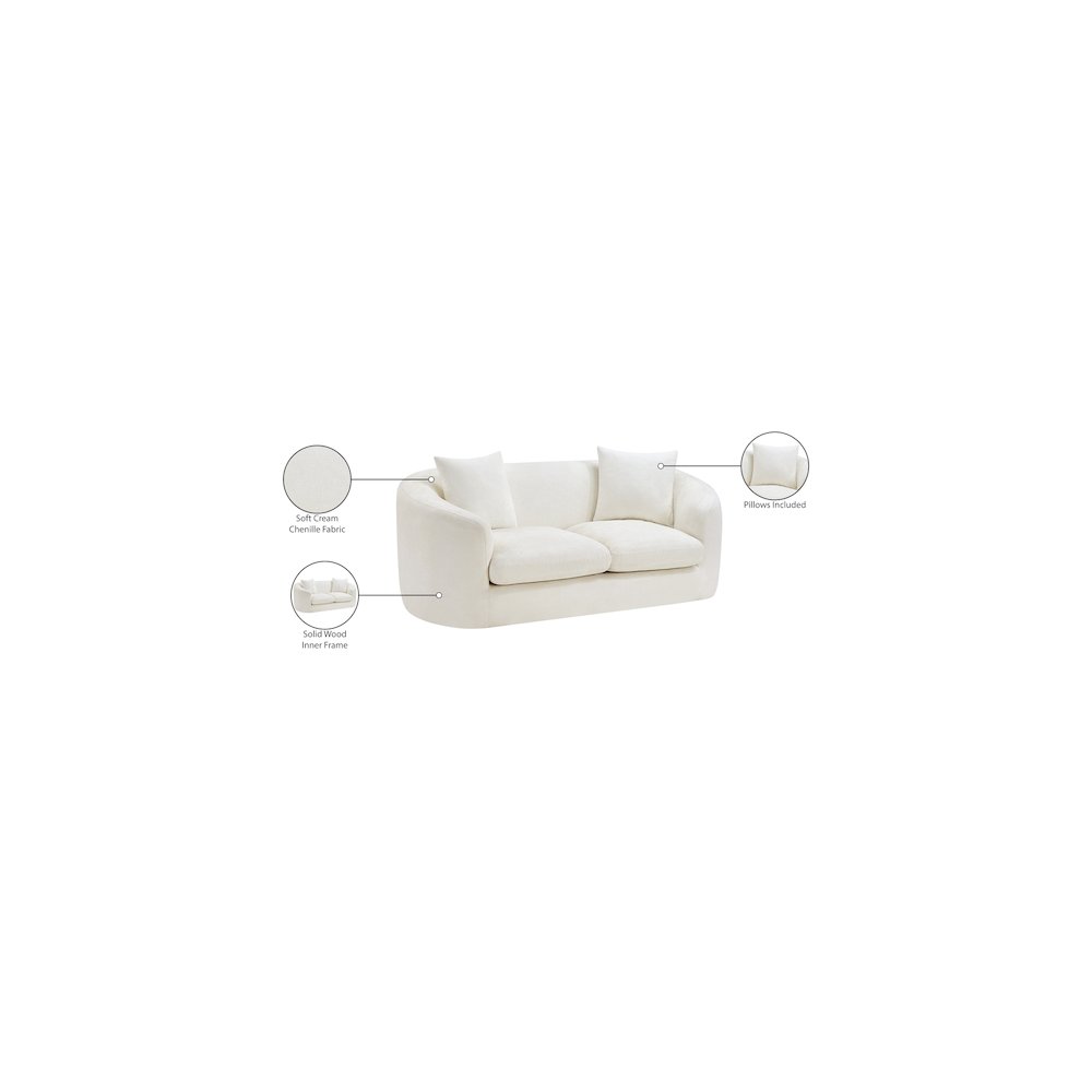 Penelope Cream Chenille Fabric Loveseat