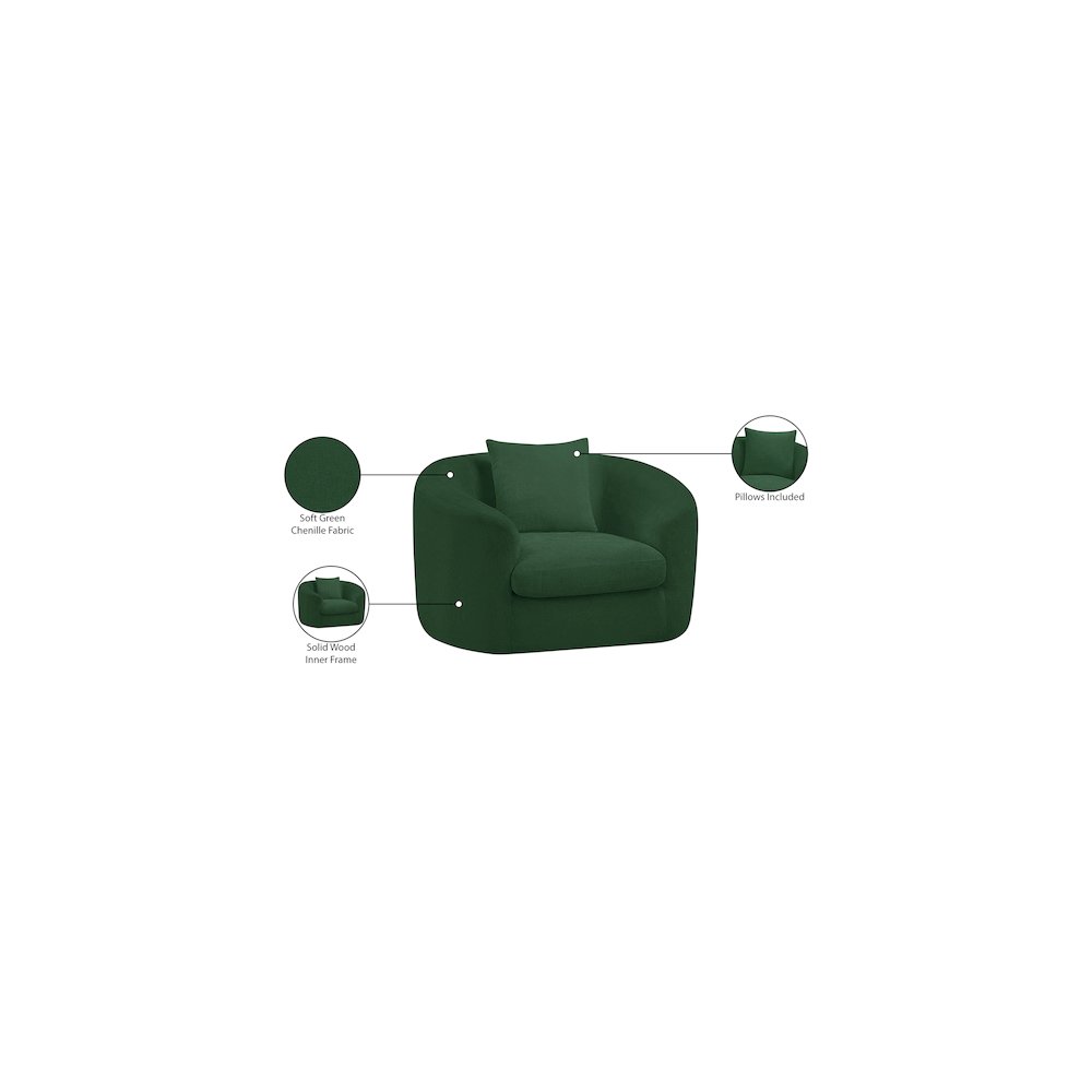 Penelope Green Chenille Fabric Chair