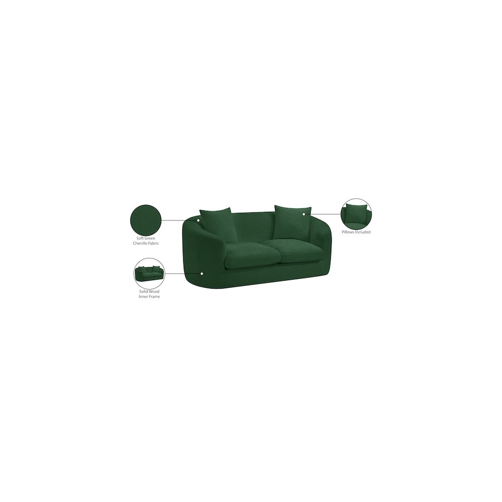 Penelope Green Chenille Fabric Loveseat