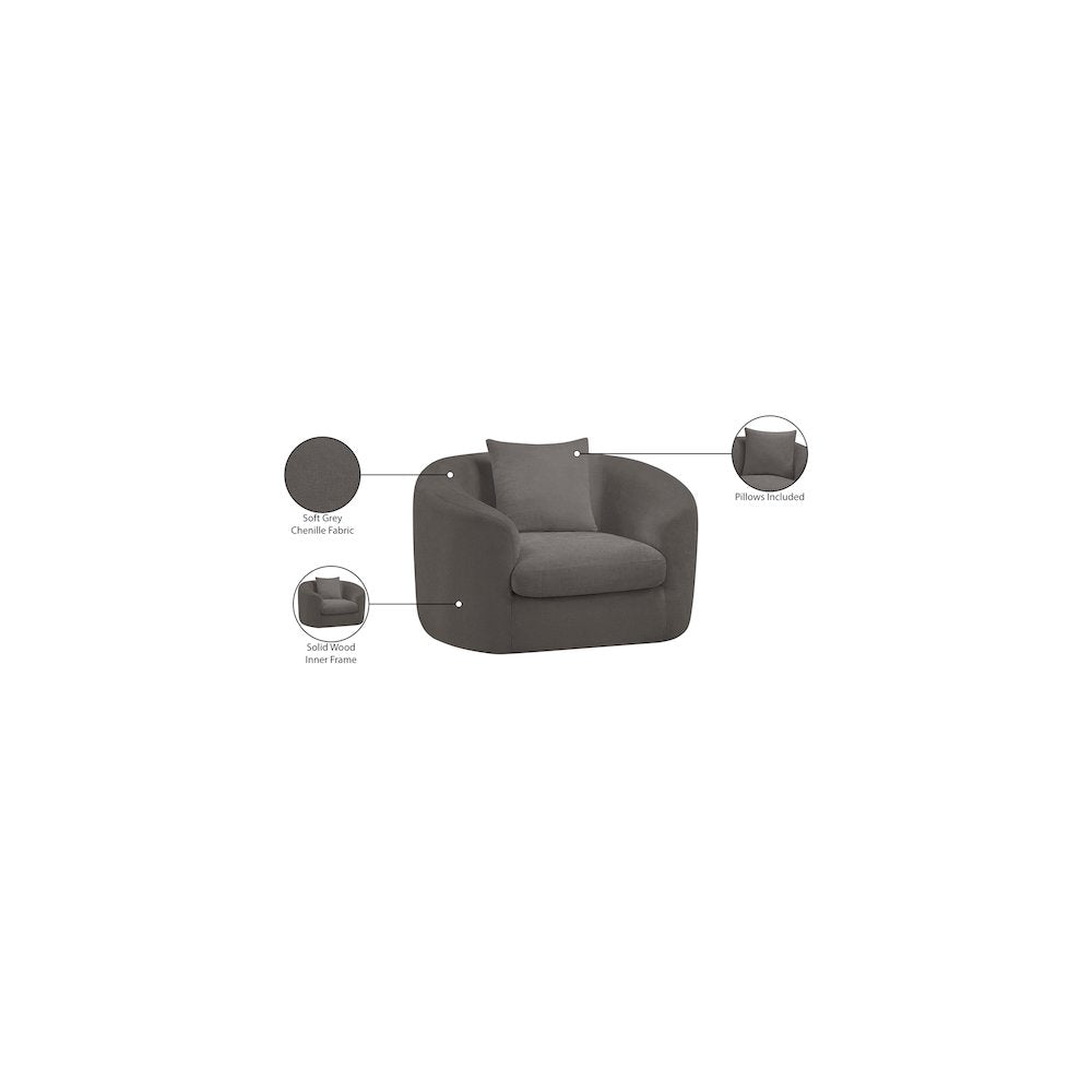 Penelope Grey Chenille Fabric Chair