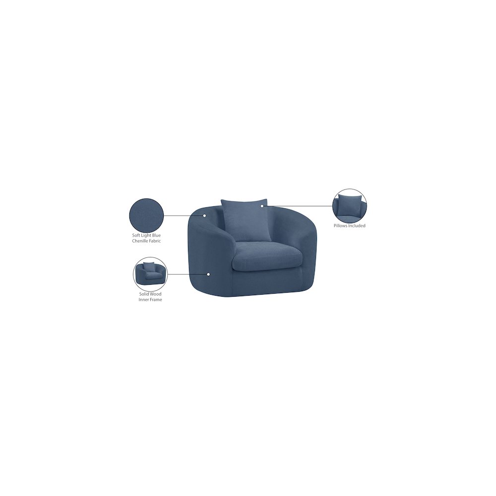 Penelope Light Blue Chenille Fabric Chair