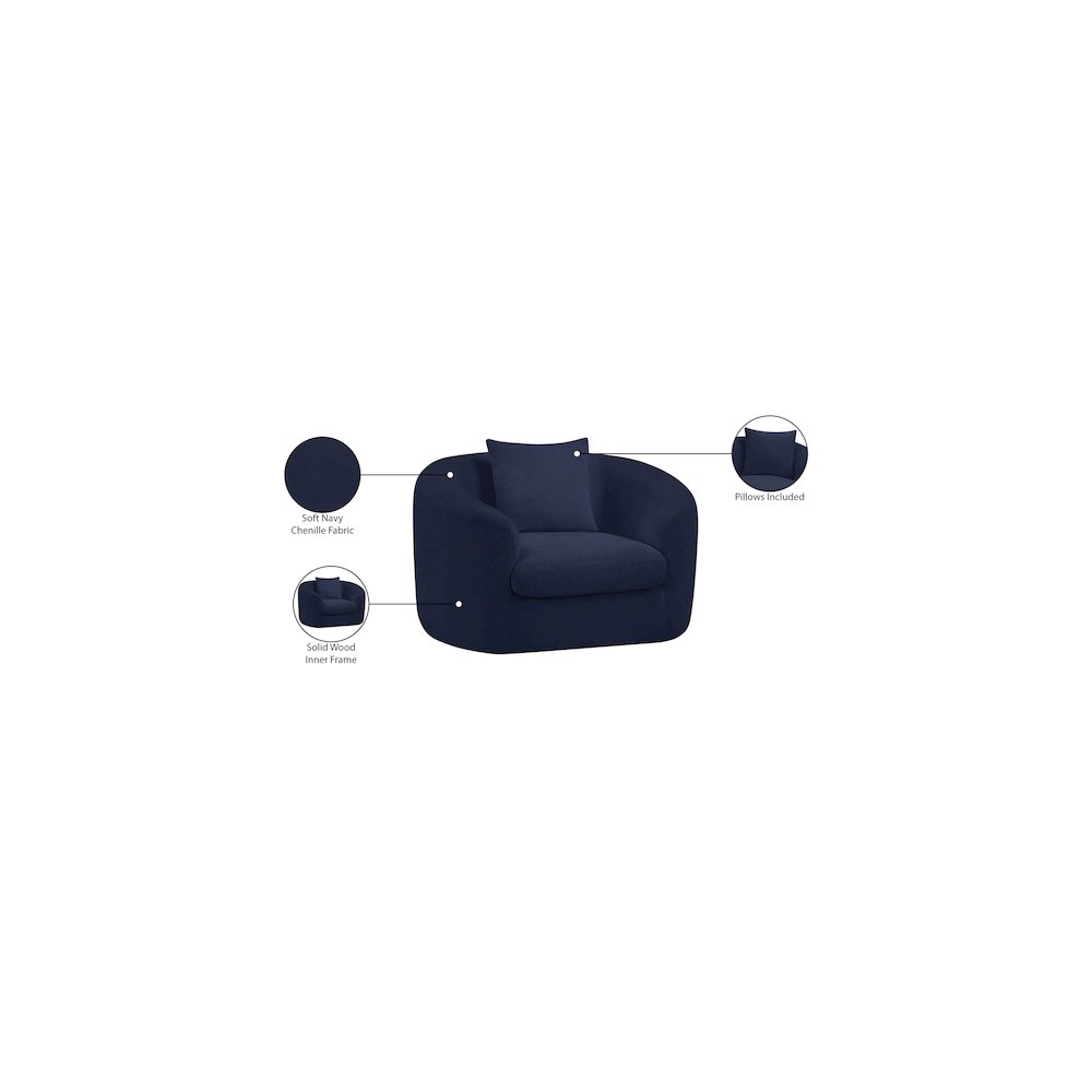 Penelope Navy Chenille Fabric Chair