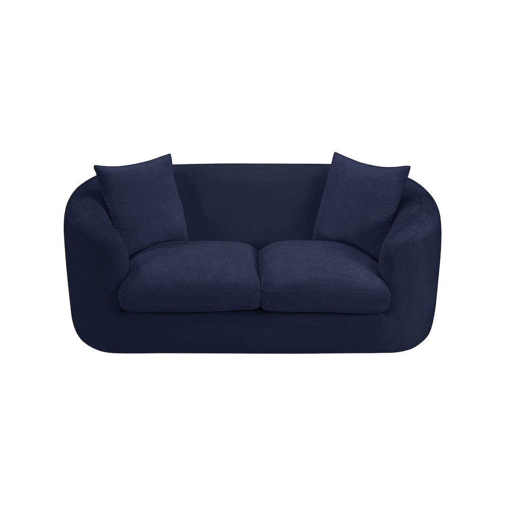 Penelope Navy Chenille Fabric Loveseat