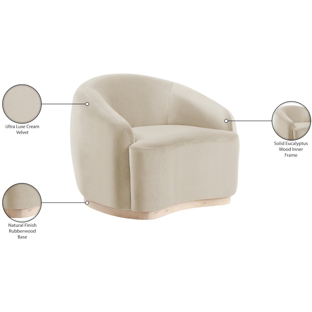Gustavo Cream Velvet Upholstered Chair